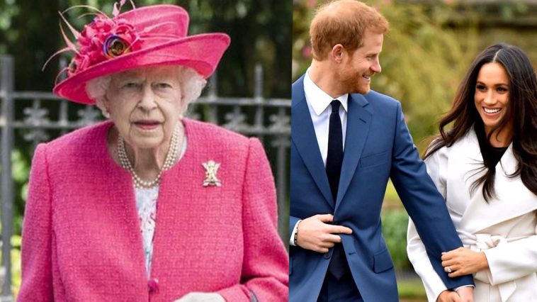 Elżbieta II, książę Harry, Meghan Markle, fot. Instagram @theroyalfamily, @sussexroyal
