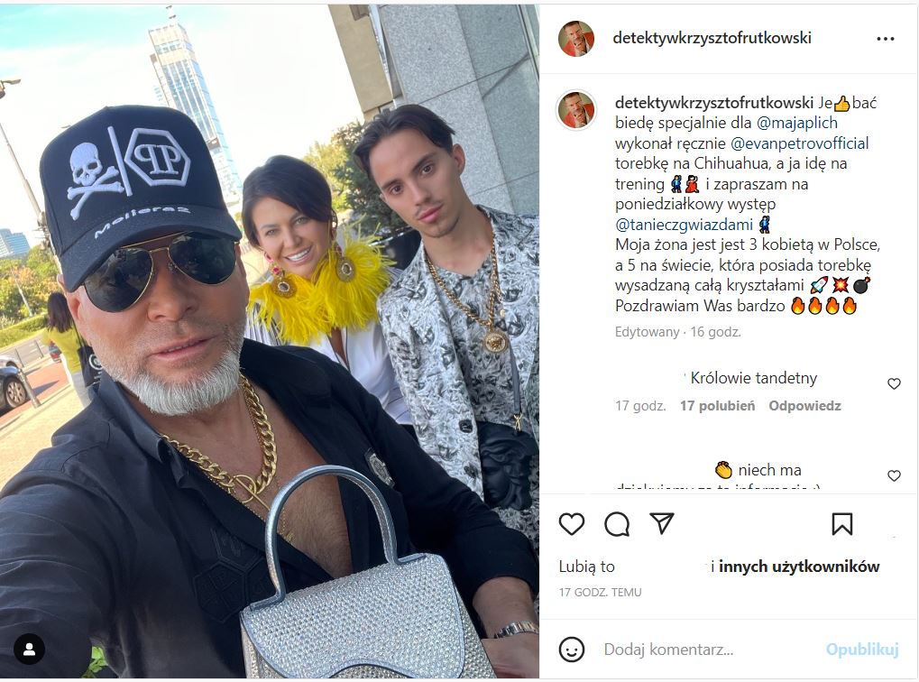 Krzysztof Rutkowski podarował żonie luksusową torebkę - fot. screenshot Instagram @detektywkrzysztofrutkowski