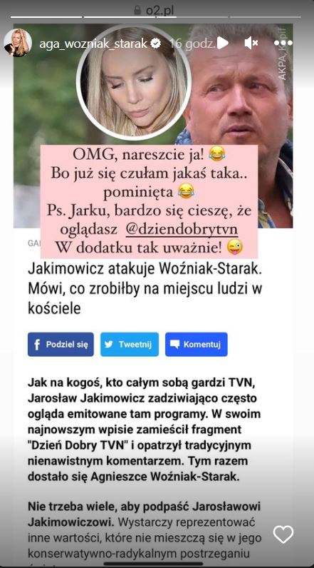 Agnieszka Woźniak-Starak - fot. screenshot Instastories @aga_wozniak_starak