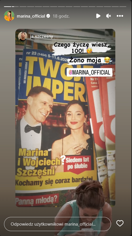 Marina Łuczenko-Szczęsna, Jan Szczęsny - fot. screenshot Instastories @marina_official
