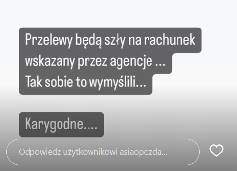 Joanna Opozda - fot. screenshot Instastories @asiaopozda